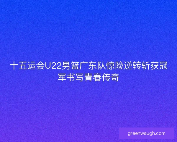 十五运会U22男篮广东队惊险逆转斩获冠军书写青春传奇