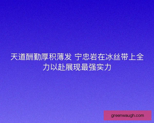 天道酬勤厚积薄发 宁忠岩在冰丝带上全力以赴展现最强实力