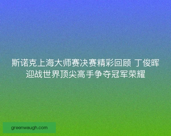 斯诺克上海大师赛决赛精彩回顾 丁俊晖迎战世界顶尖高手争夺冠军荣耀 斯诺克上海大师赛决赛精彩回顾 丁俊晖迎战世界顶尖高手争夺冠军荣耀